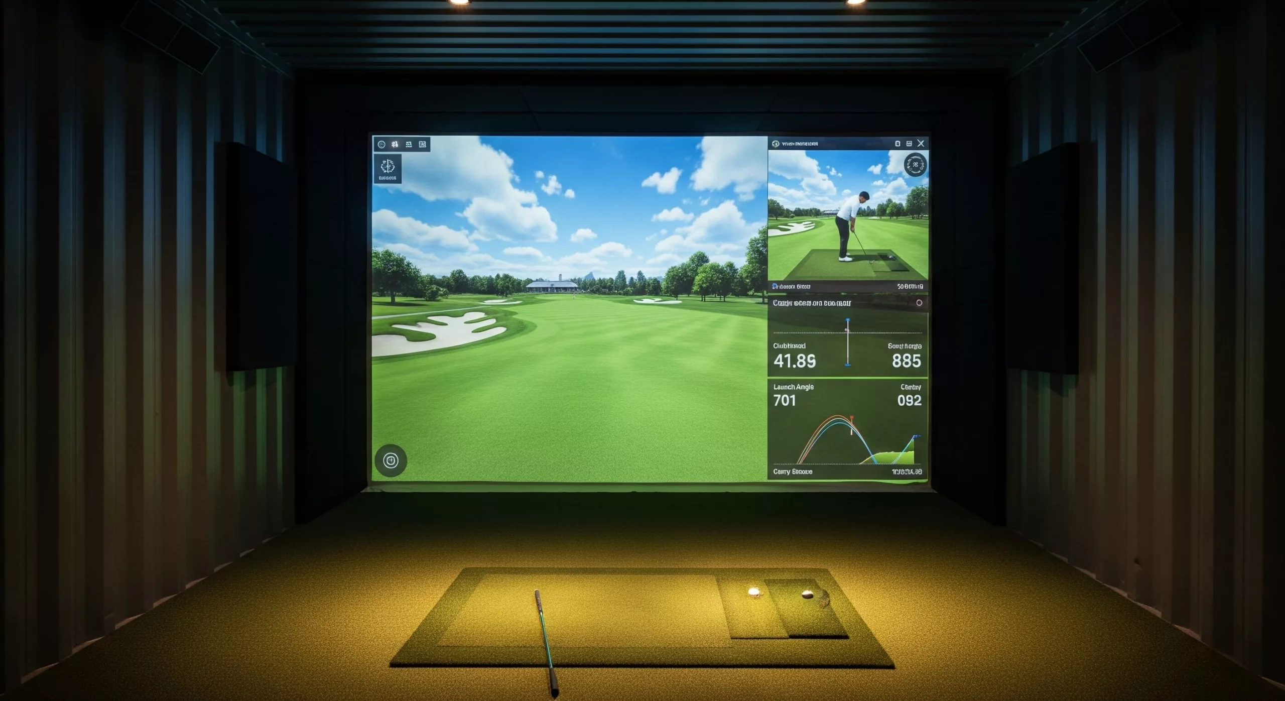 View of the 4K golf simulator screen.